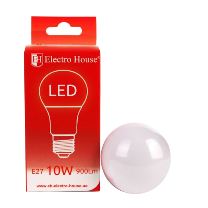 Лампа світлодіодна ElectroHouse A60, 10Вт, E27, 4100К (EH-LMP-10A60)